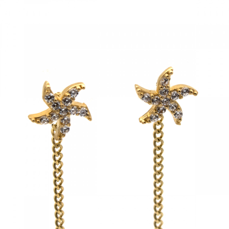 Cercei mini stea de mare din aur 14K cu lanț – model elegant [3]