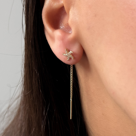 Cercei mini stea de mare din aur 14K cu lanț – model elegant [2]