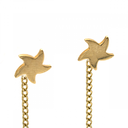 Cercei din aur galben 14K cu stea de mare și lanț – model Starfish [3]