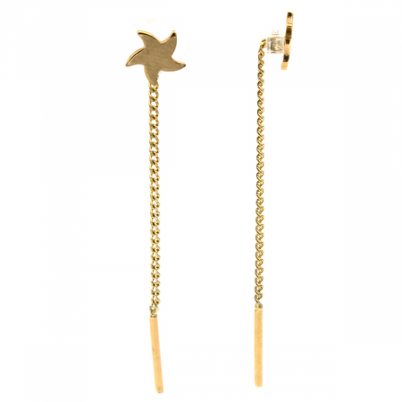 Cercei din aur galben 14K cu stea de mare și lanț – model Starfish [1]