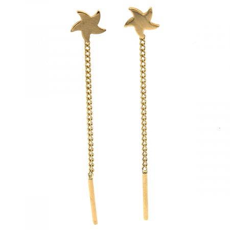 Cercei - Cercei din aur galben 14K cu stea de mare și lanț – model Starfish