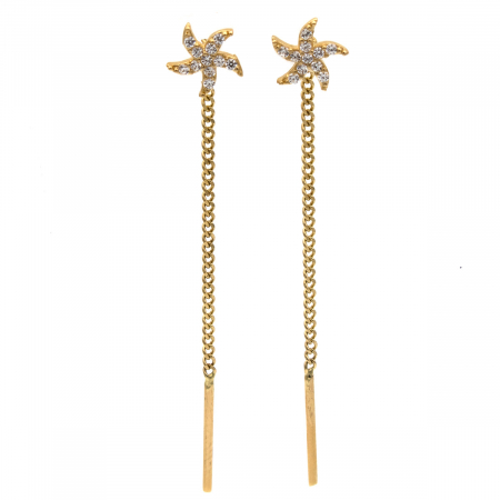 Cercei - Cercei mini stea de mare din aur 14K cu lanț – model elegant