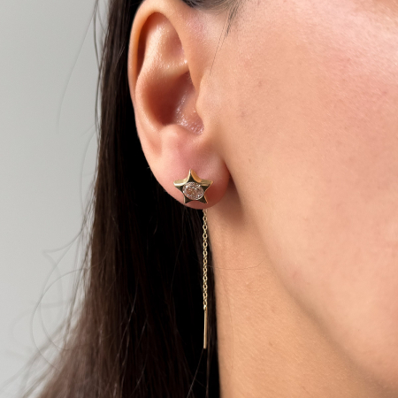 Cercei Stellar din aur 14K – model stea cu zirconiu [2]