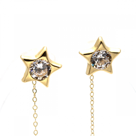 Cercei Stellar din aur 14K – model stea cu zirconiu [3]