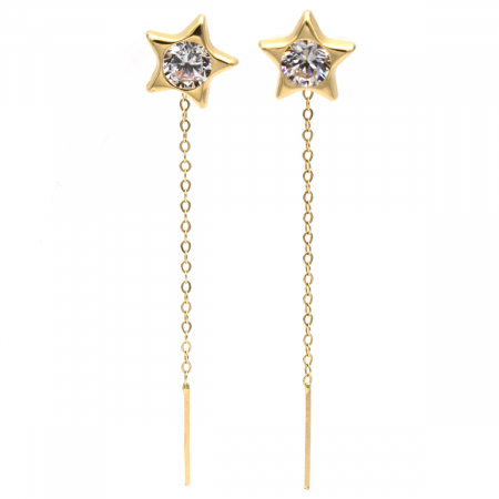Cercei - Cercei Stellar din aur 14K – model stea cu zirconiu