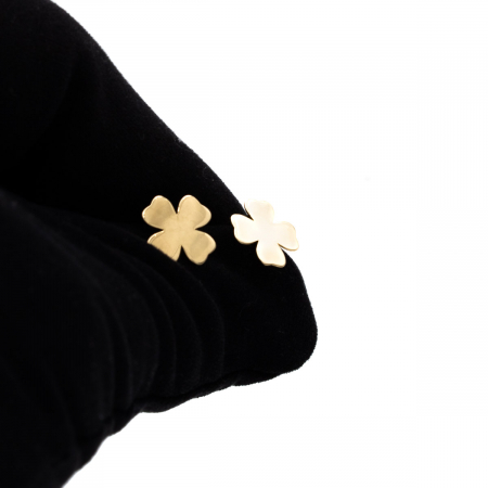 Cercei aur 14K Lucky Shine trifoi patru foi [4]
