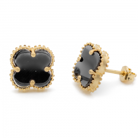 Cercei Trifoi Negru Aur 14k [1]