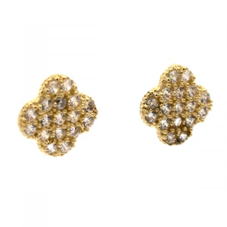 Cercei cu trifoi din aur 14K și pietre zirconia - model Lucky Spark [3]