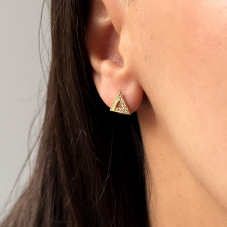 Cercei triunghi din aur galben 14K cu pietre zirconia [2]