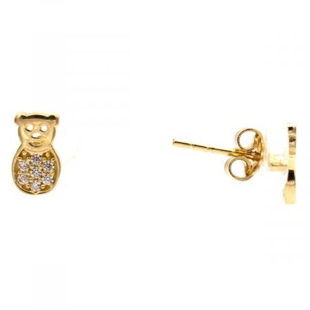 cercei ursuleț aur galben 14K – bijuterie adorabilă pentru copii sau femei [1]
