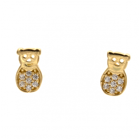 Cercei - cercei ursuleț aur galben 14K – bijuterie adorabilă pentru copii sau femei