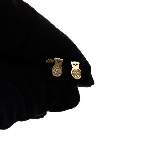 cercei ursuleț aur galben 14K – bijuterie adorabilă pentru copii sau femei [4]