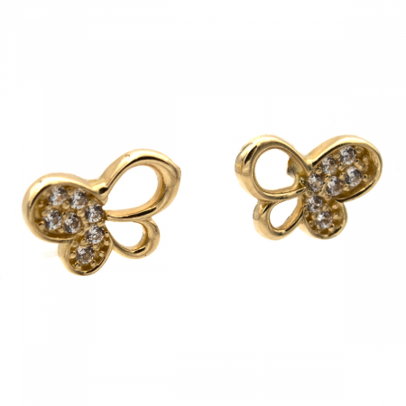 cercei fluturaș aur 14K cu zirconii model Butterfly Light [3]