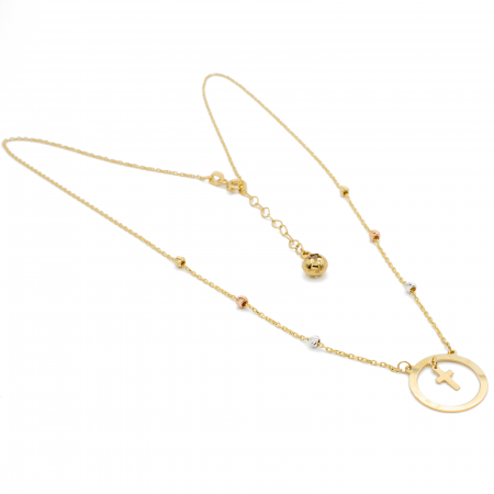 Colier Cerc, Cruce si Bile Aur 14k [1]