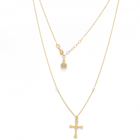 Coliere si Lanturi - Colier Cruce si Bile Aur 14k