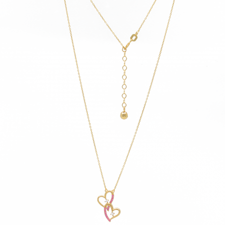 Coliere si Lanturi - Colier Doua Inimi Aur 14k