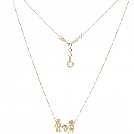 Coliere si Lanturi - Colier Mama, Tata si Fetita Aur 14k