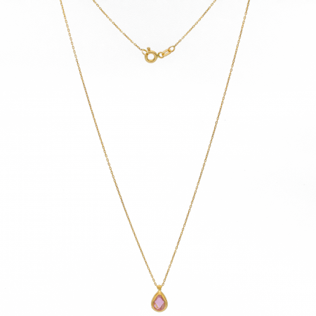 Coliere si Lanturi - Colier Piatra Roz Aur 14k