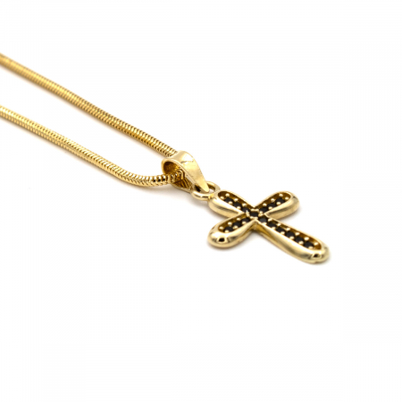 Cruce din aur galben 14K cu zirconii negre – model Noir [2]