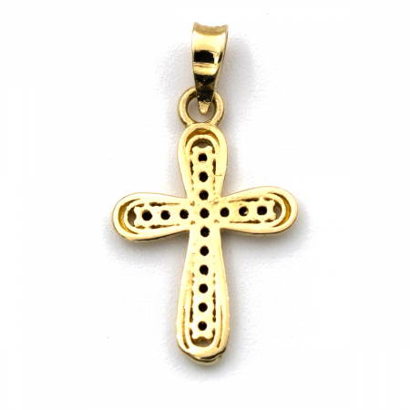 Cruce din aur galben 14K cu zirconii negre – model Noir [1]