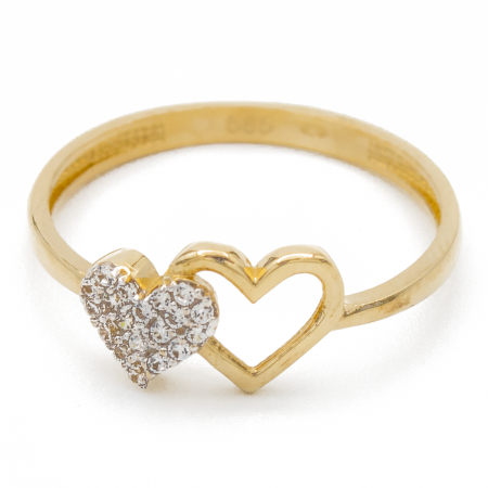 Inel Doua Inimi Aur 14k [0]