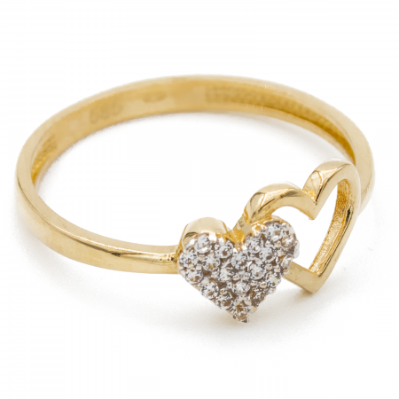Inel Doua Inimi Aur 14k [2]