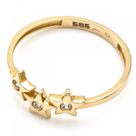 Inel din aur galben 14K cu trei steluțe –  GOLD PIC [3]
