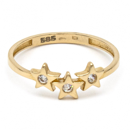 Inele - Inel din aur galben 14K cu trei steluțe –  GOLD PIC