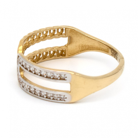 Inel Două Culori din aur galben și alb 14K cu zirconii – GOLD PIC [4]