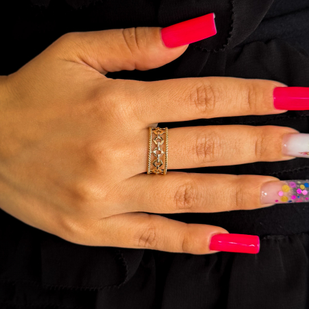 Inel aur galben 14K cu forme regale – detaliu elegant și feminin [1]