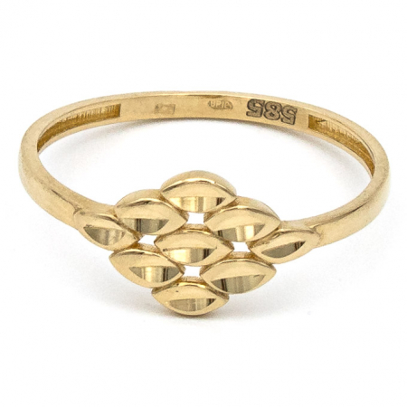 Inele - Inel aur galben 14K cu petale în formă de romb –  GOLD PIC
