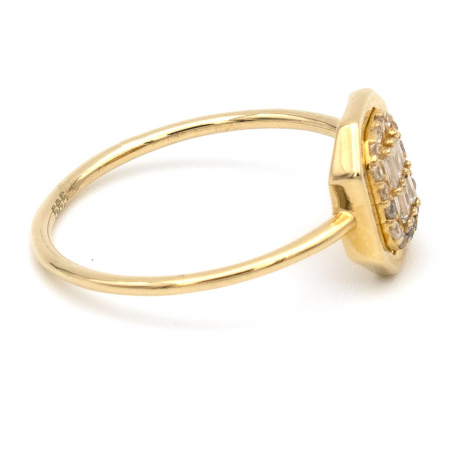 Inel din aur galben 14K cu zirconii în formă octagon – bijuterie geometrică [5]