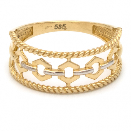 Inele - Inel aur galben 14K cu forme regale – detaliu elegant și feminin