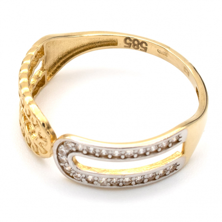 Inel Două Culori din aur galben și alb 14K cu zirconii – GOLD PIC [3]