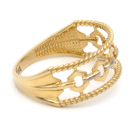 Inel aur galben 14K cu forme regale – detaliu elegant și feminin [5]