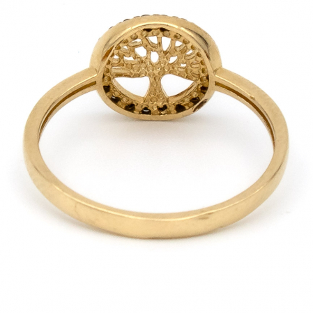 Inel Copacul Vieții din aur galben 14K cu zirconii negre – GOLD PIC [6]