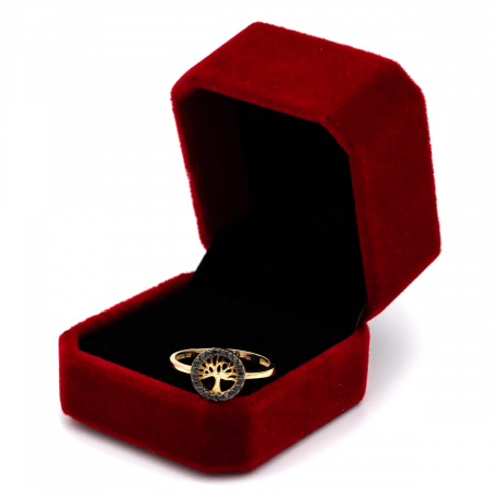 Inel Copacul Vieții din aur galben 14K cu zirconii negre – GOLD PIC [2]