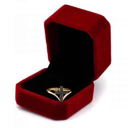 Inel Cruce cu Pietre Negre din aur galben 14K – GOLD PIC [2]