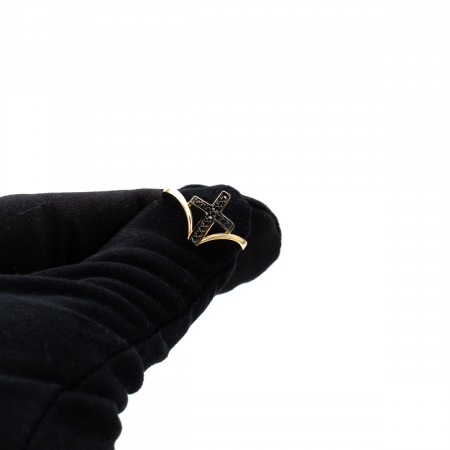Inel Cruce cu Pietre Negre din aur galben 14K – GOLD PIC [7]