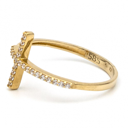 Inel Cruce cu Pietre din aur galben 14K – GOLD PIC [4]