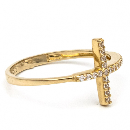 Inel Cruce cu Pietre din aur galben 14K – GOLD PIC [5]