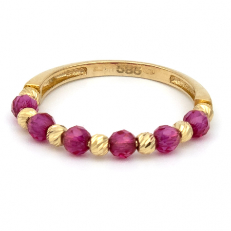 Inele - Inel aur galben 14K cu bile mov din onix –  GOLD PIC