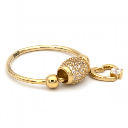 Inel cu Charm Inimă din aur galben 14K – GOLD PIC [5]
