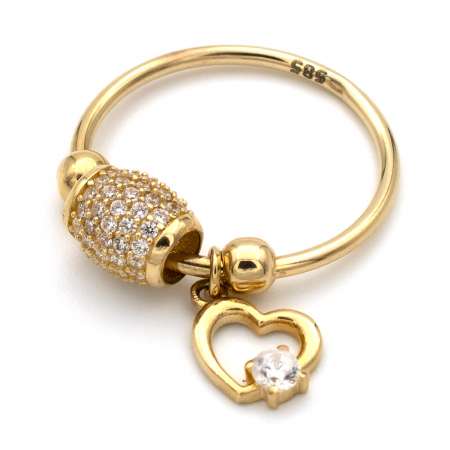 Inel cu Charm Inimă din aur galben 14K – GOLD PIC [3]