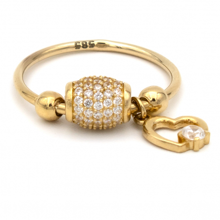Inele - Inel cu Charm Inimă din aur galben 14K – GOLD PIC