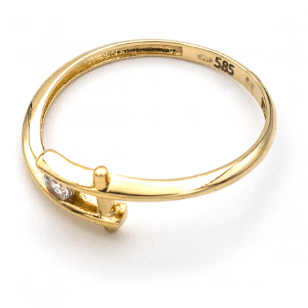 Inel elegant aur galben 14K cu piatră zirconia – GOLD PIC [3]