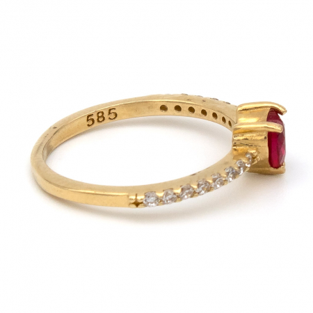 Inel cu piatră în formă de inimă din aur galben 14K – GOLD PIC [5]