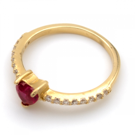 Inel cu piatră în formă de inimă din aur galben 14K – GOLD PIC [3]