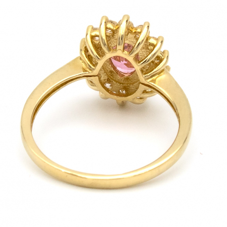 Inel elegant din aur galben 14K cu zirconia roz – GOLD PIC [6]
