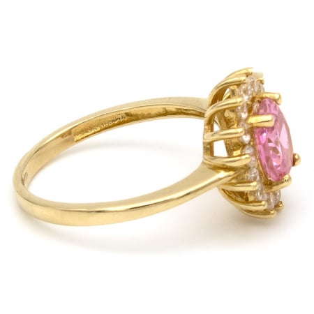 Inel elegant din aur galben 14K cu zirconia roz – GOLD PIC [5]